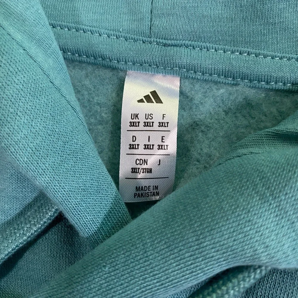 Adidas 3D Retro 70s Striped Logo Hoodie Mens 3XLT 3XL Tall Teal Disco Groovy NWT